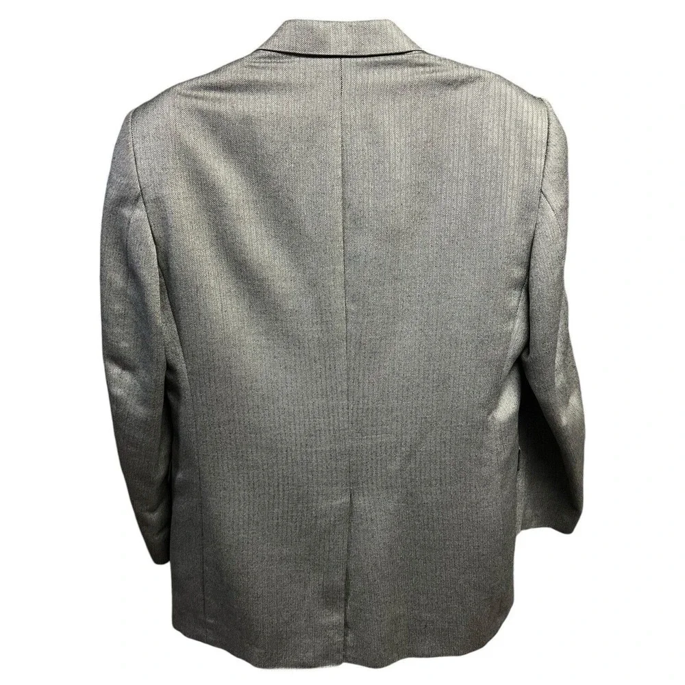 Jos A Bank Sport Coat 44L Grey Herringbone Silk‎ Camelhair Notched Lapel Classic